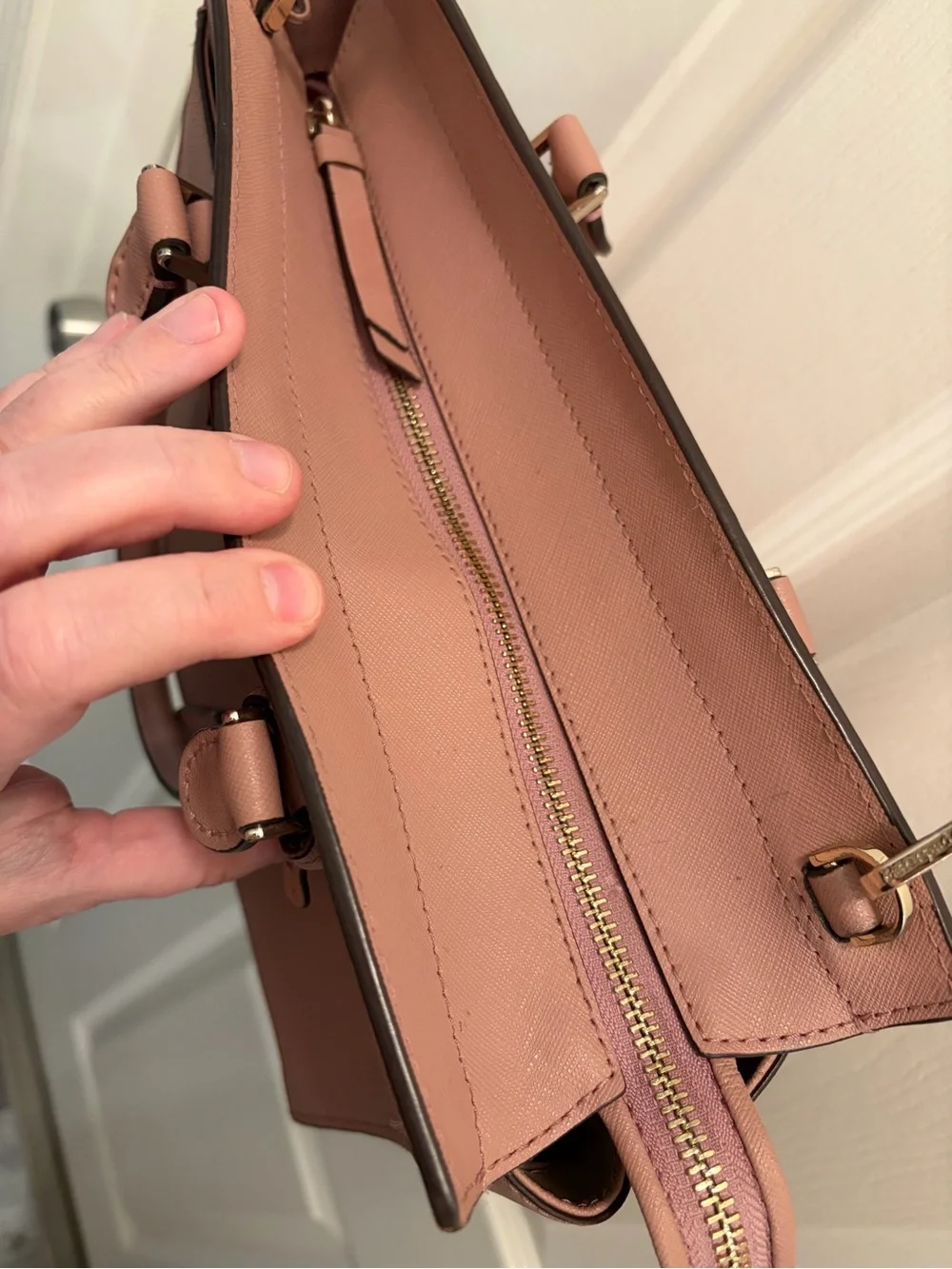 Kate Spade New York Blush Pink Saffiano Leather Satchel Crossbody Bag